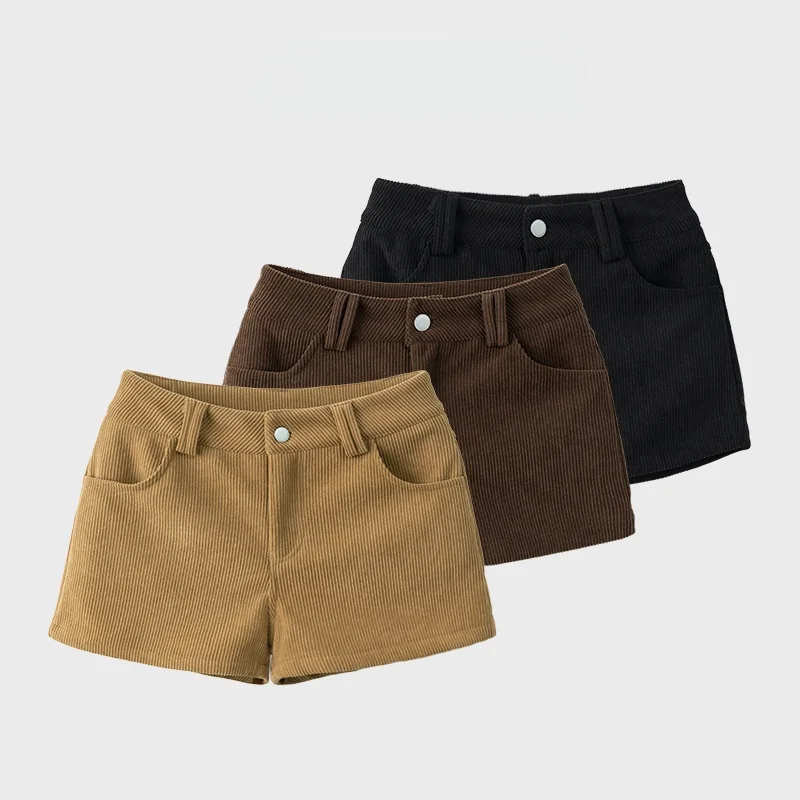 

Женские весенние ретро-шорты из вельвета с высокой талией, облегающие, с эффектом подтяжки ягодиц, А-силуэт, шорты-хит, универсальные шорты для стильных девушек