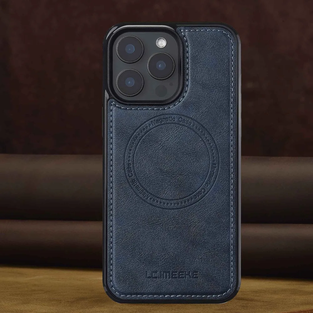 Магнитный кожаный чехол для телефона iPhone 17 16e 16 15 13 12 11 Pro Max XS XR X 7 8 Plus Mini противоударный чехол для Magsafe Soft Back Cover