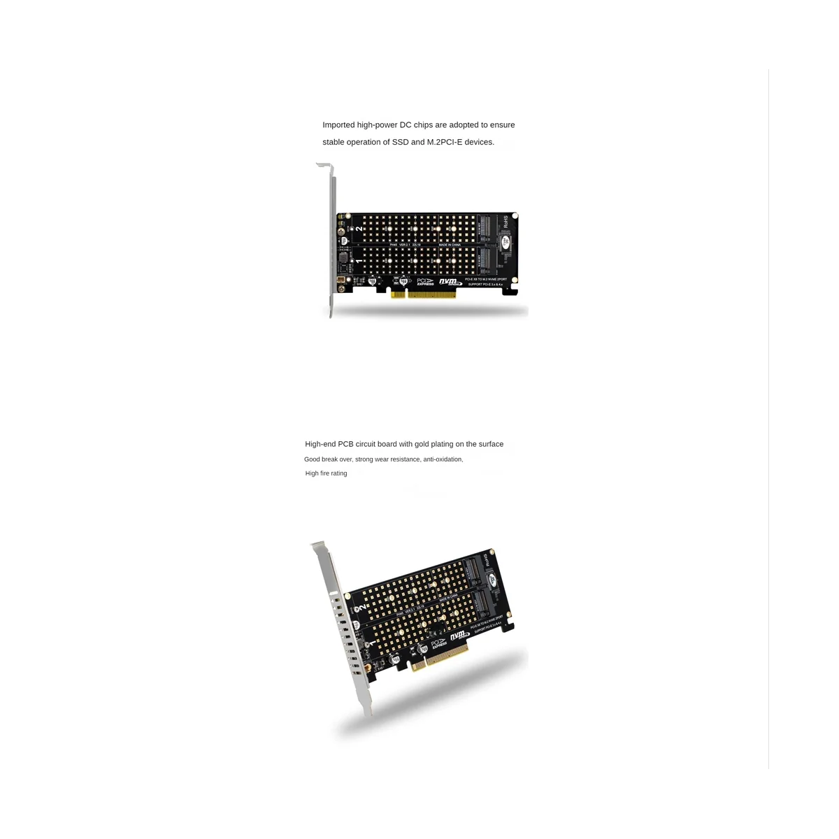 

PCI-E X8 Double Disk RAID Card NVME M.2 M KEY SSD Expansion Adapter Extended Dual NVME RAID PCI-E X8 Split Card