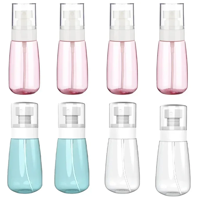 5 Stücke 30 ml-100 ml Tragbare Klar/Blau/Rosa Sprühflasche Reise Parfüm Zerstäuber Spender Flasche Nebel Lotion Leere Nachfüllbar