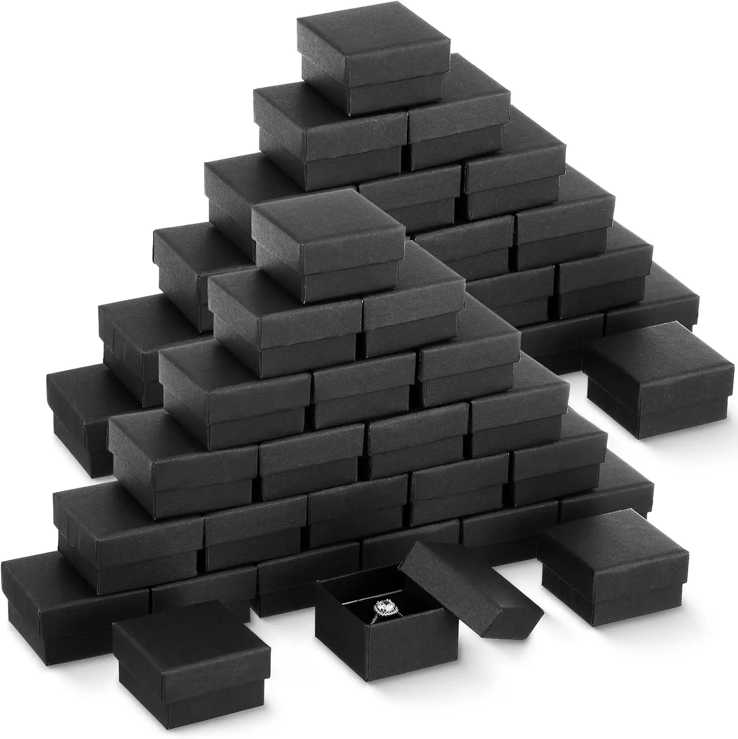 

72 Pcs Jewelry Ring Gift Boxes Bulk 2 x 2 x 1.2 Inch Ring Necklace Earring Boxes for Weddings Christmas