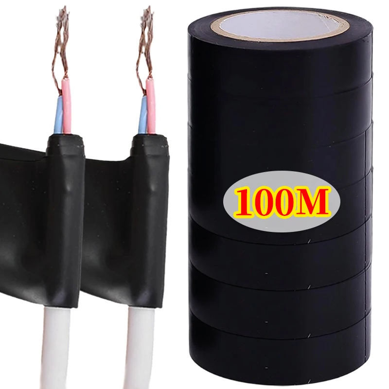 Black PVC Insulation Tape Flame Retardant Electrical Wire Tape Waterproof Strong Adhesive Cable Repair Tape Electrical Wrapping