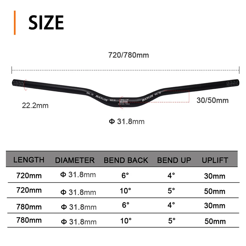 Bicycle Handlebar 31.8mm MTB Handlebar Rise 90mm Swallow Mountain Bike Bar 25.4mm BMX Super Light Aluminum Handle Bar 720/780mm