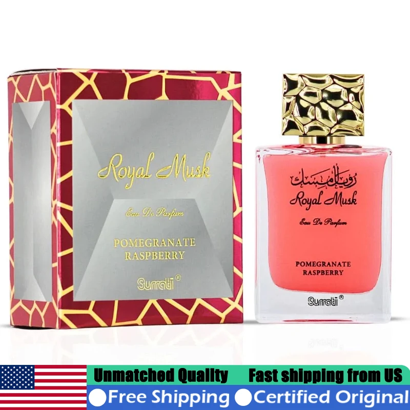 

SURRATI Royal Musk Pomegranate Raspberry EDP Spray 100ML Arabian Perfume 3.4 Ounce Lasting Orange Flower Musk Feminine Pheromone