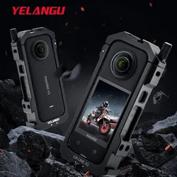 YELANGU Metal Protective Cage Case for Insta360 X3 Frame Rig with Cold Shoe Mount for Insta 360 X3 Action Camera Accessories