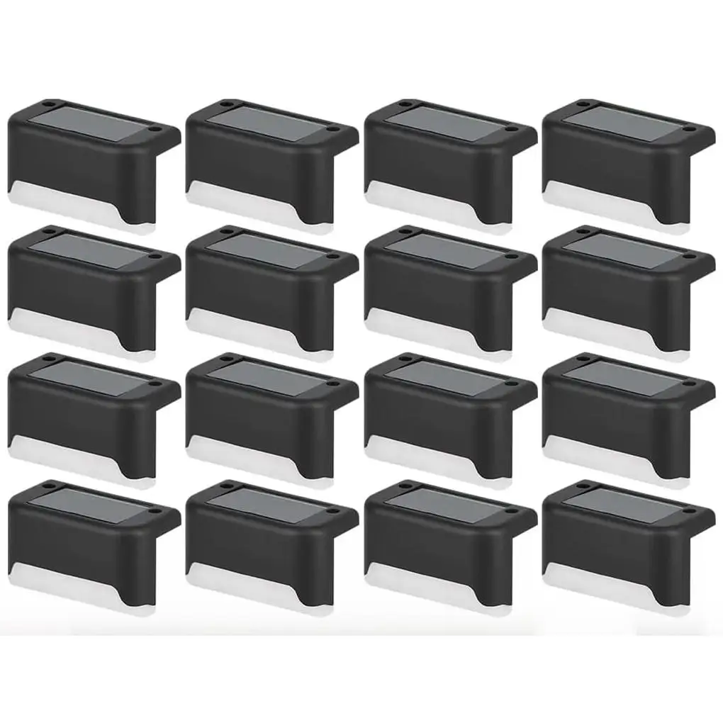 Pack de 16 Luces Solares LED para Exterior Blanco Cálido – Iluminación Solar Impermeable para Jardín, Escaleras, Patio, Camino, Garaje, Pared y Valla – Encendido Automático, Fácil Instalación y Hasta