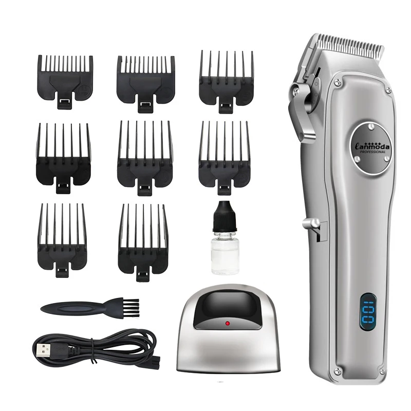 Professional Barber Clipper Full Metal Electric Hair Trimmer For Men Family Beard Cutter Machine Haircut LED Display Low Noise