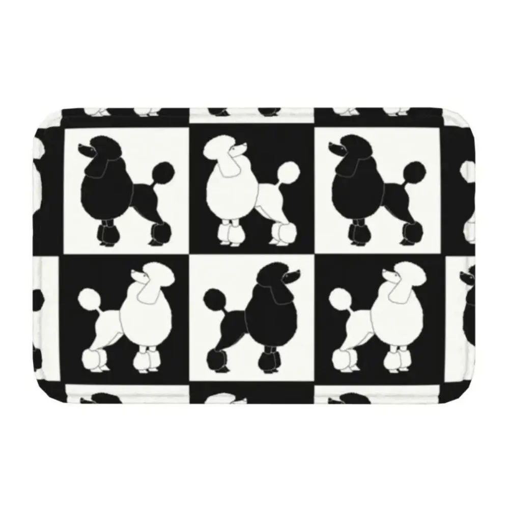 Checkered Poodles Door Floor Kitchen Bath Mat Anti-Slip Outdoor Dog Printing Doormat Balcony Entrance Rug Living Room Carpet