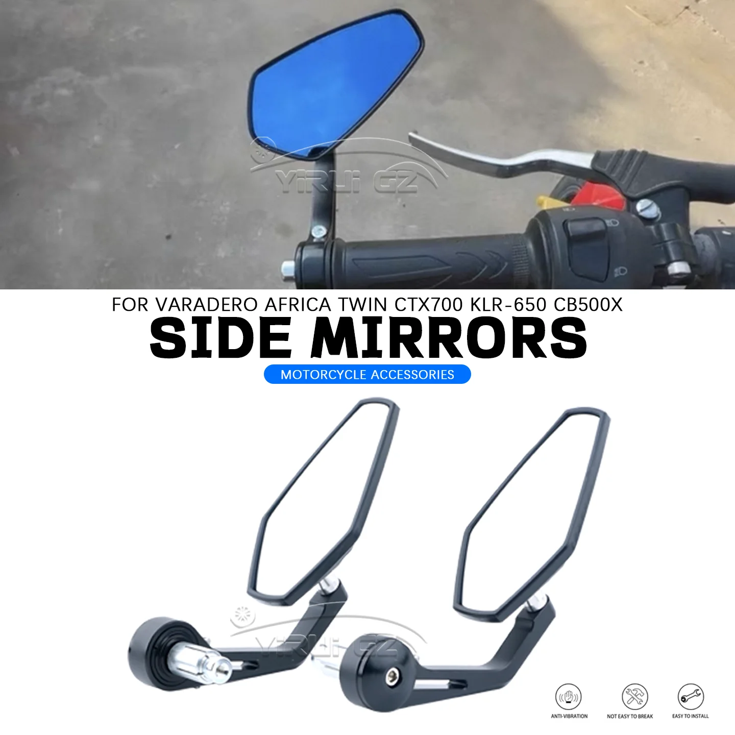 

Зеркало заднего вида на руль мотоцикла 7/8 дюйма, боковое зеркало для Varadero Africa Twin CTX 700 KLR-650 CB 500 X
