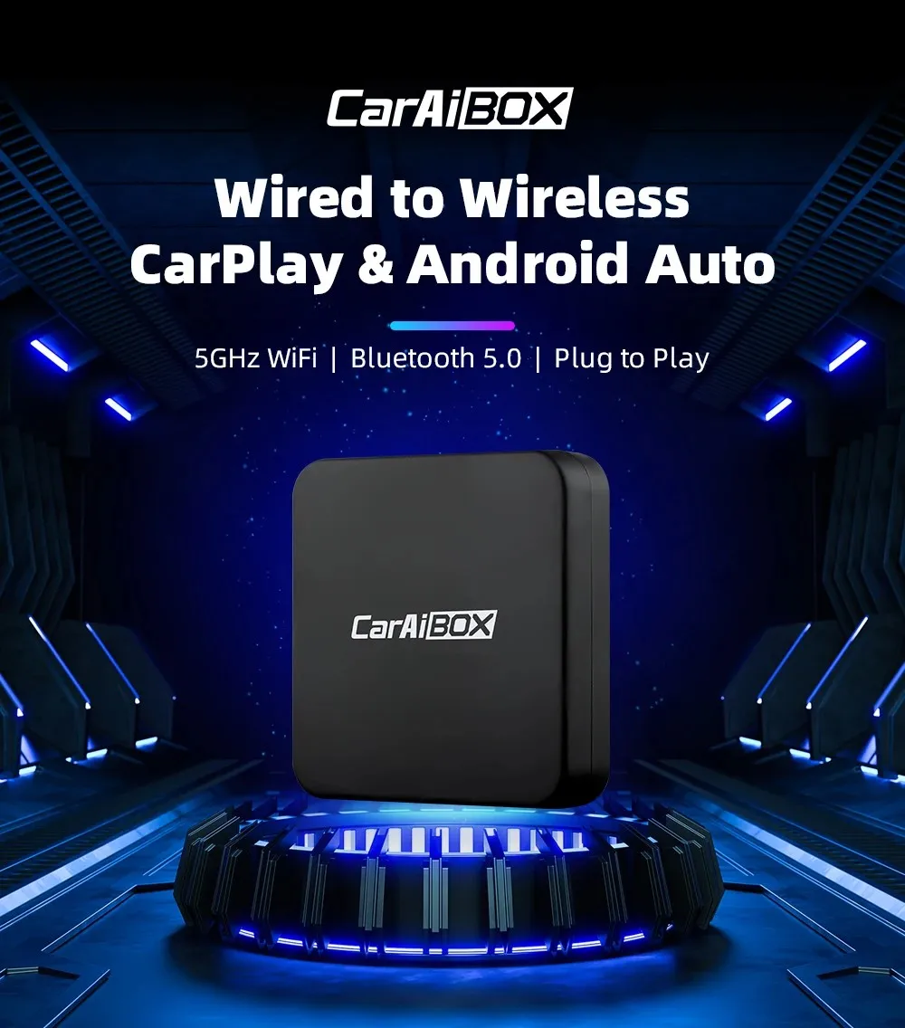 CarAIBOX 2in 1 무선 카플레이 동글, 무선 안드로이드 자동 어댑터 박스, 플러그 앤 플레이, 유선 카플레이, 자동차 라디오용