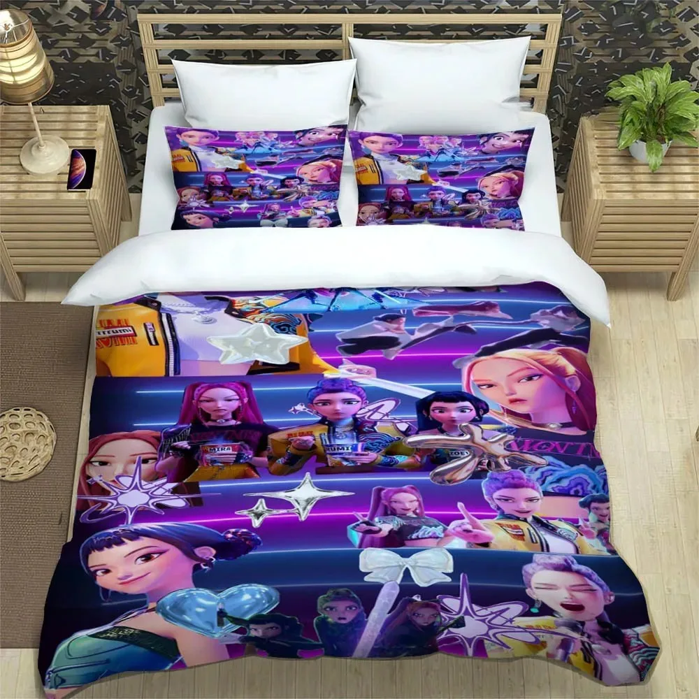 

KPop Demon Hunters Printed Bedding Sets Exquisite Bed Supplies Set Duvet Cover Comforter Set Bedding Set Luxury Birthday Gift