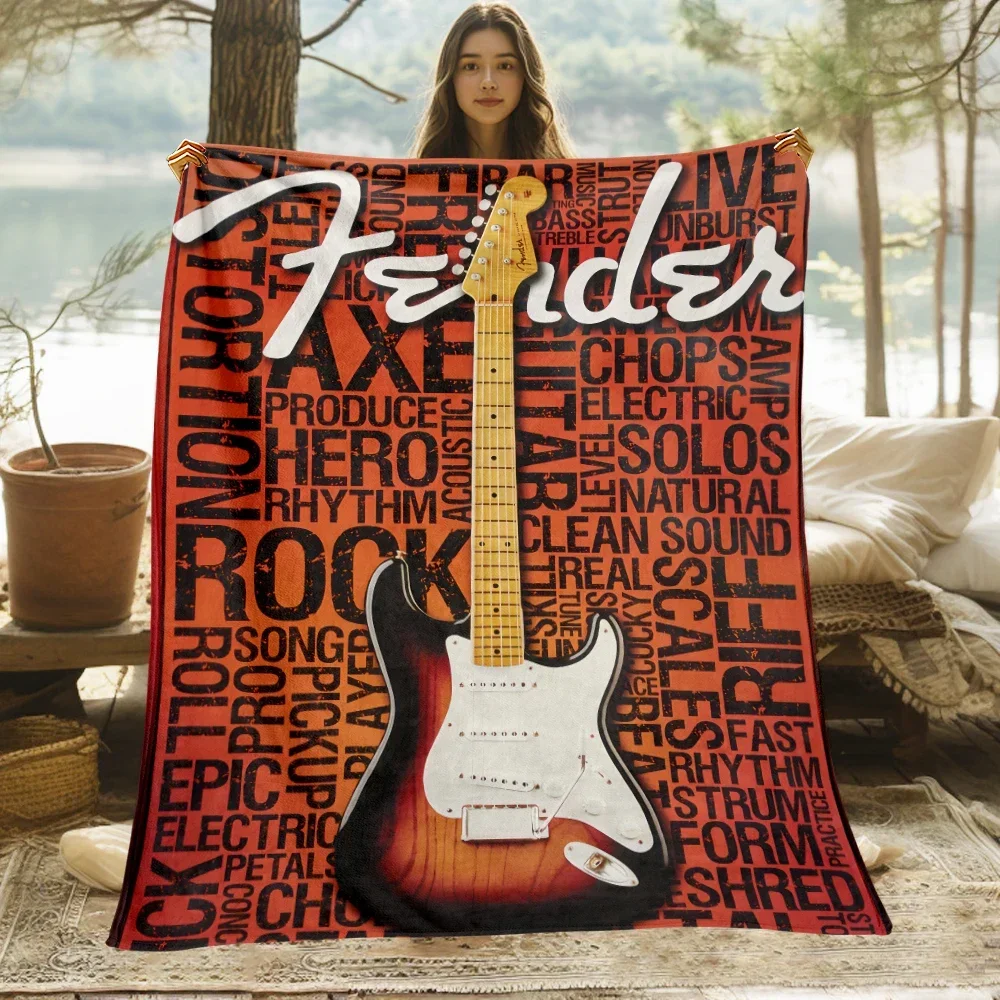 1 PC guitar blanket - Lightweight Flannel Throw for sofas, travel, camping, living rooms, office, chair and beds.