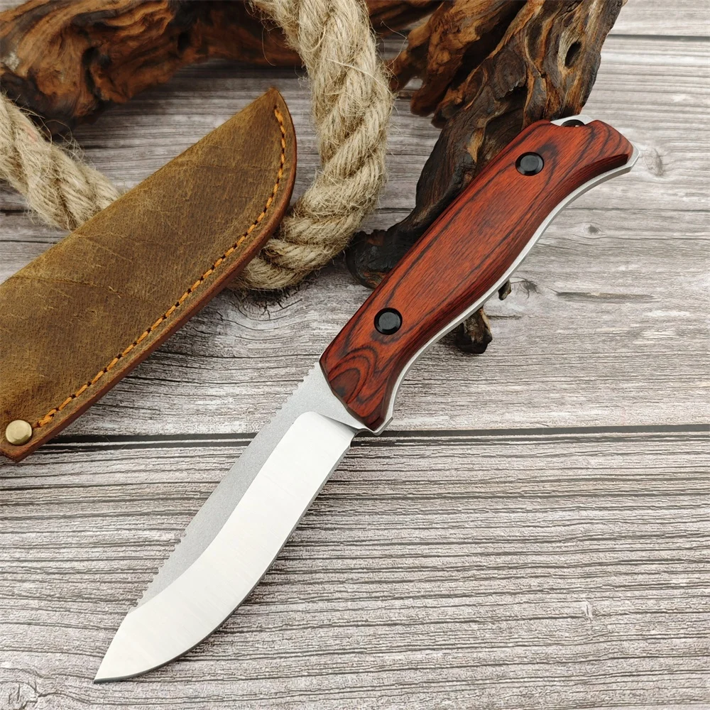 NEW BM 15002 Hunting Fixed Blade Knife CPM-S30V Steel Blade Wood Handle EDC Outdoor EDC Survival Camping Hiking Cutting Tool