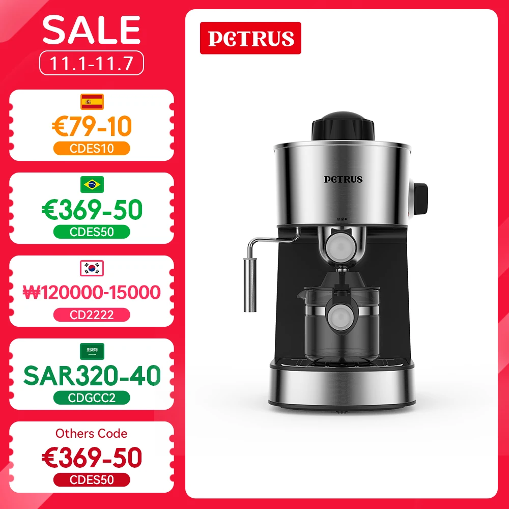 Petrus Koffiezetapparaat Espressomachine Met Mooie Melkfunctie Voor Koffie Beginner Pe3180