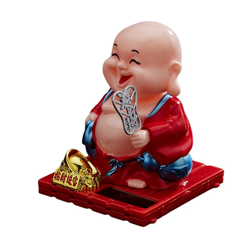 2X Car Accessories Cute Shaking Head Solar Little Monk Creative Car Decoration Little Monk Ornaments