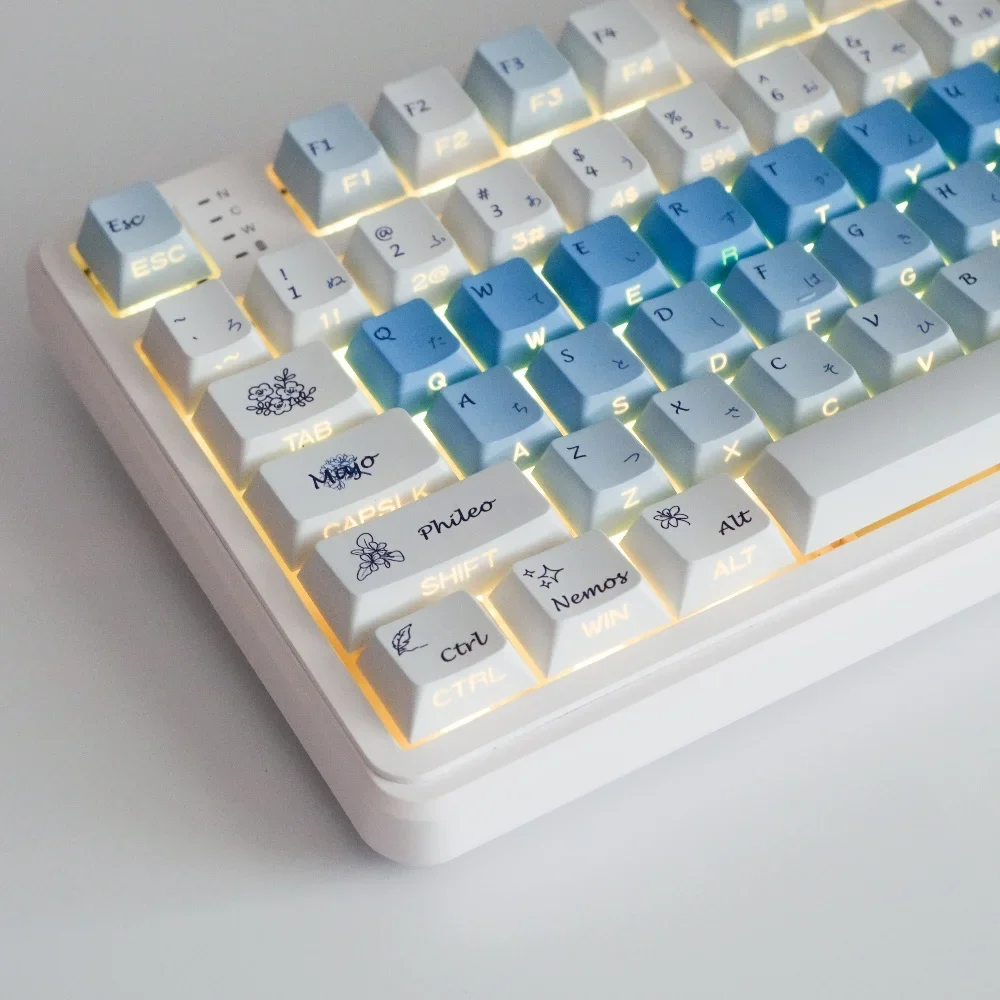 

Blue love side through, different world emotion theme keycap light through the original highly customized heat sublimation