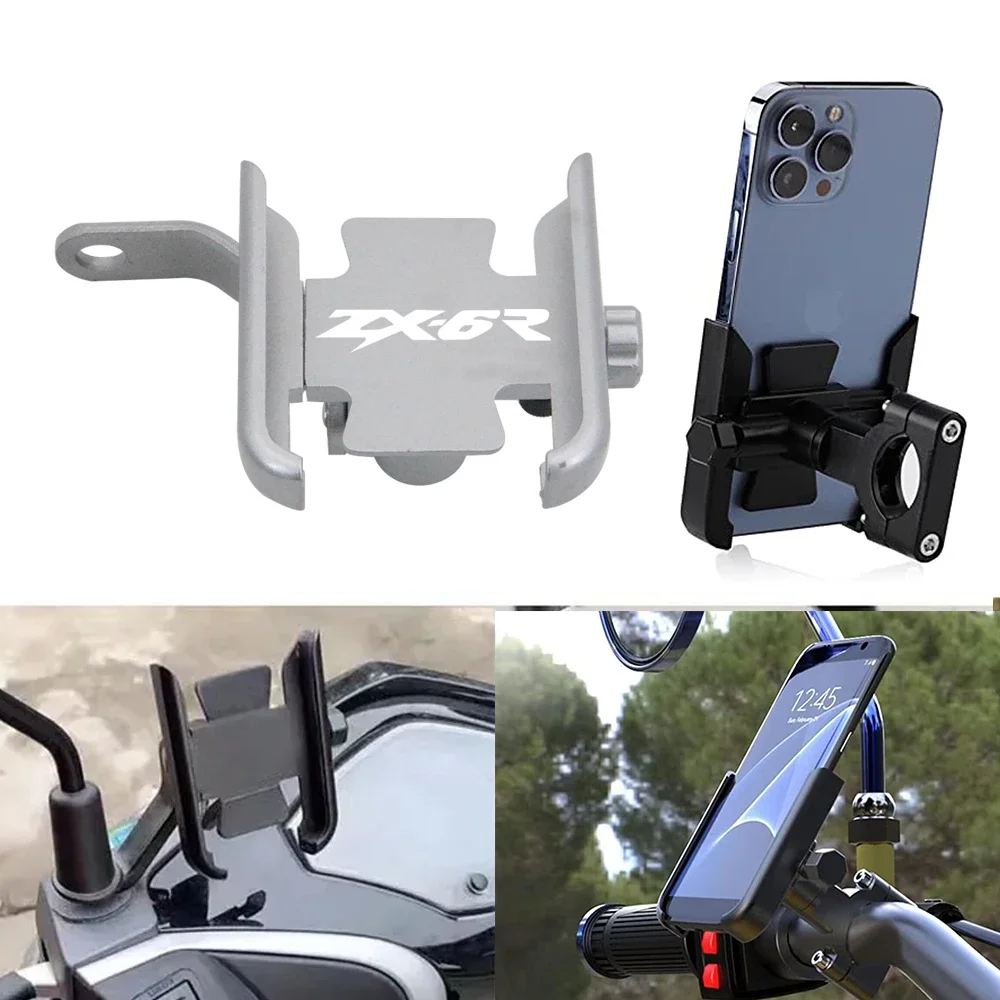 

For Kawasaki Ninja ZX6R ZX-6R 2009-2022 Motorcycle Phone Holder Rearview Mirrors Handlebar GPS Stand Bracket Motorcycle Parts