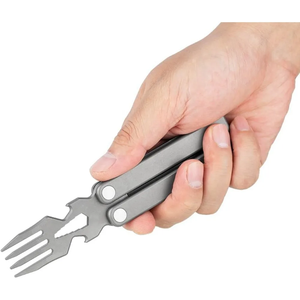 OKNIFE OTOOL Titanium Butterfly Fork OBA01 Multi Tool Bottle Opener Glass Breaker Hex Wrenches Magnetic Closure Stainless Steel
