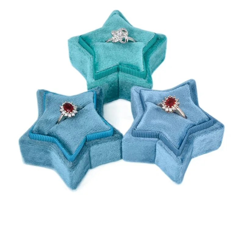 Star Velvet Ring Box, Multi-Color Flannel Jewelry Case for Single Ring as Romantic Gift, Present Decoration