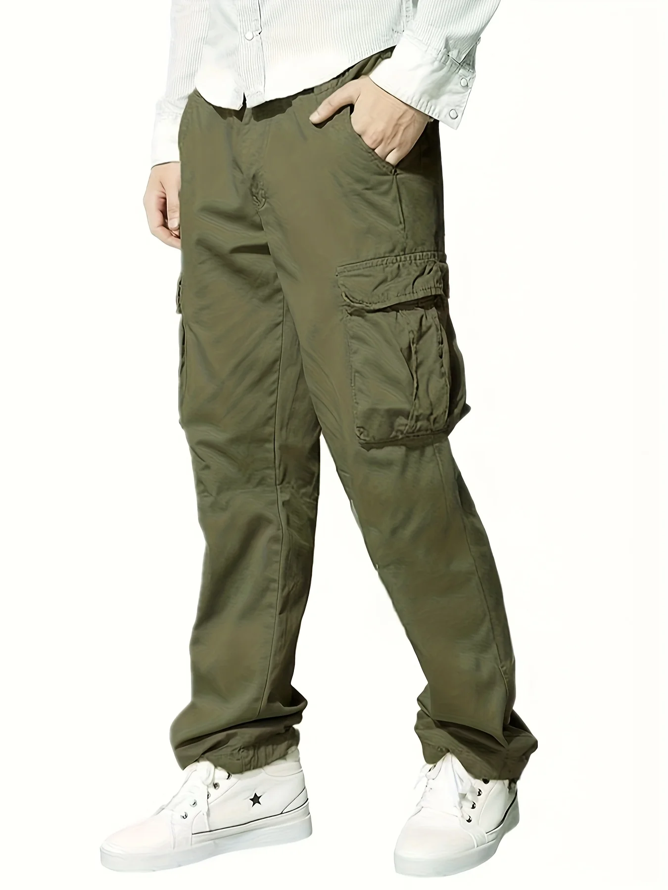 قماش منسوج جديد رائج البيع بلون سادة مخزون غير رسمي للشباب العادي ملابس عمل غير رسمية فضفاضة مستقيمة برباط متعدد