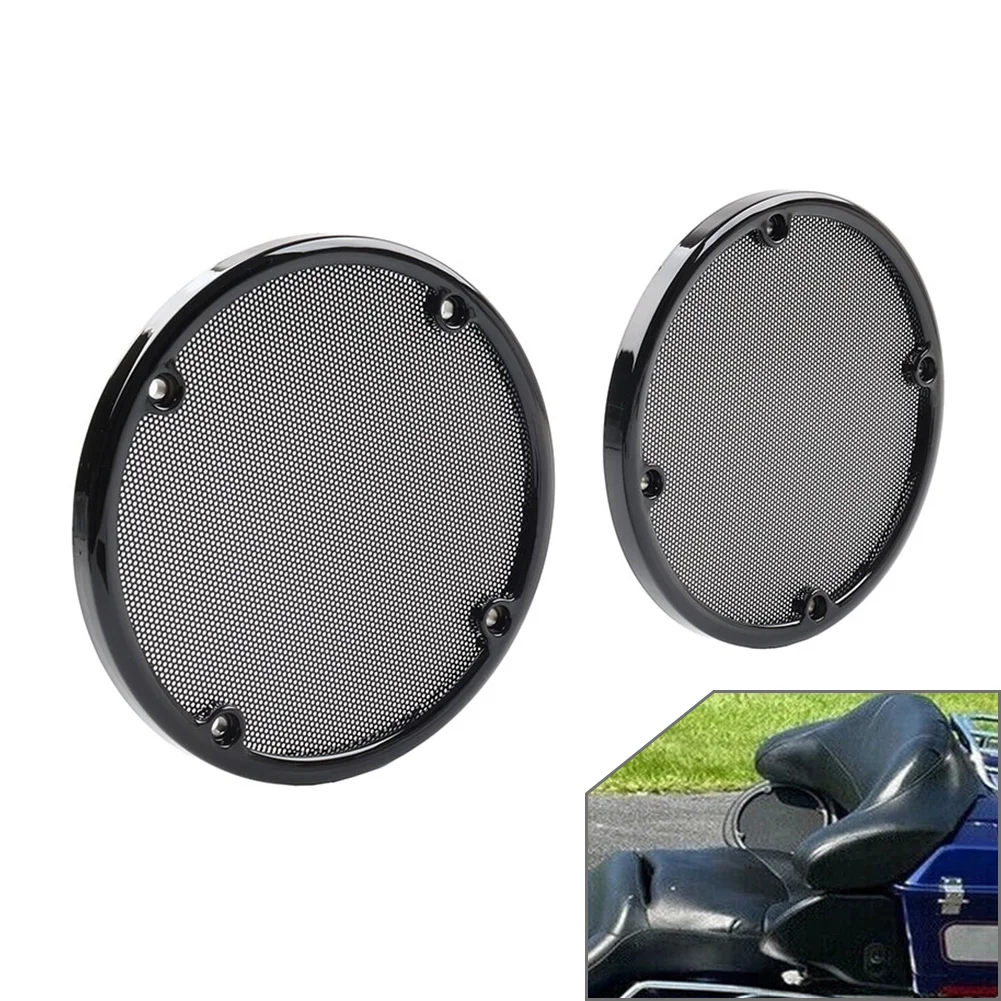 163mm Motorbike Rear Speaker Trim Grills Mesh Covers Black 1Pair For Harley Electra Glide FLHT Ultra Classic