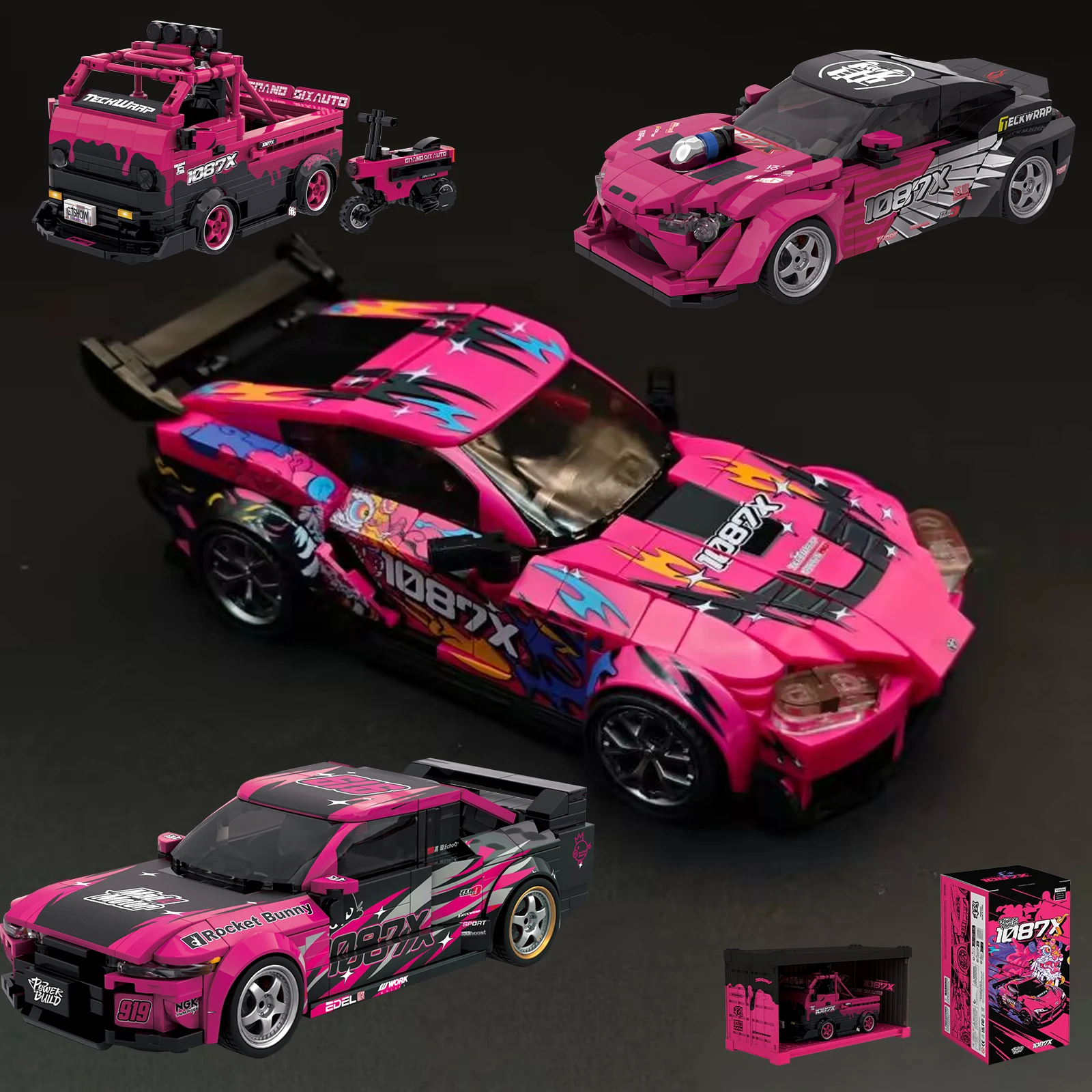 

1087X Buidling Blocks Drift Racing Team Toyota Supra A90 Спортивный гоночный автомобиль Модель GTSHOW Collaboration Edition Дети Ault Игрушка в подарок