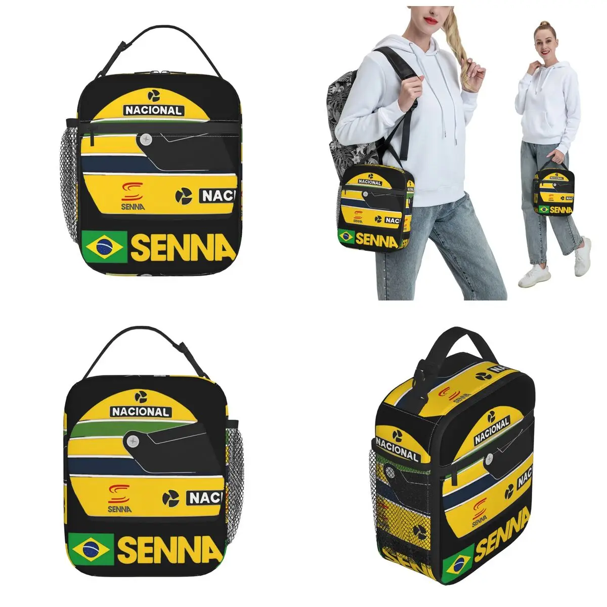 Ayrton Senna-Saco De Almoço Isolado, Saco De Armazenamento De Alimentos, Refrigerador Portátil, Caixa Térmica, Racing Cars Merch, Exterior