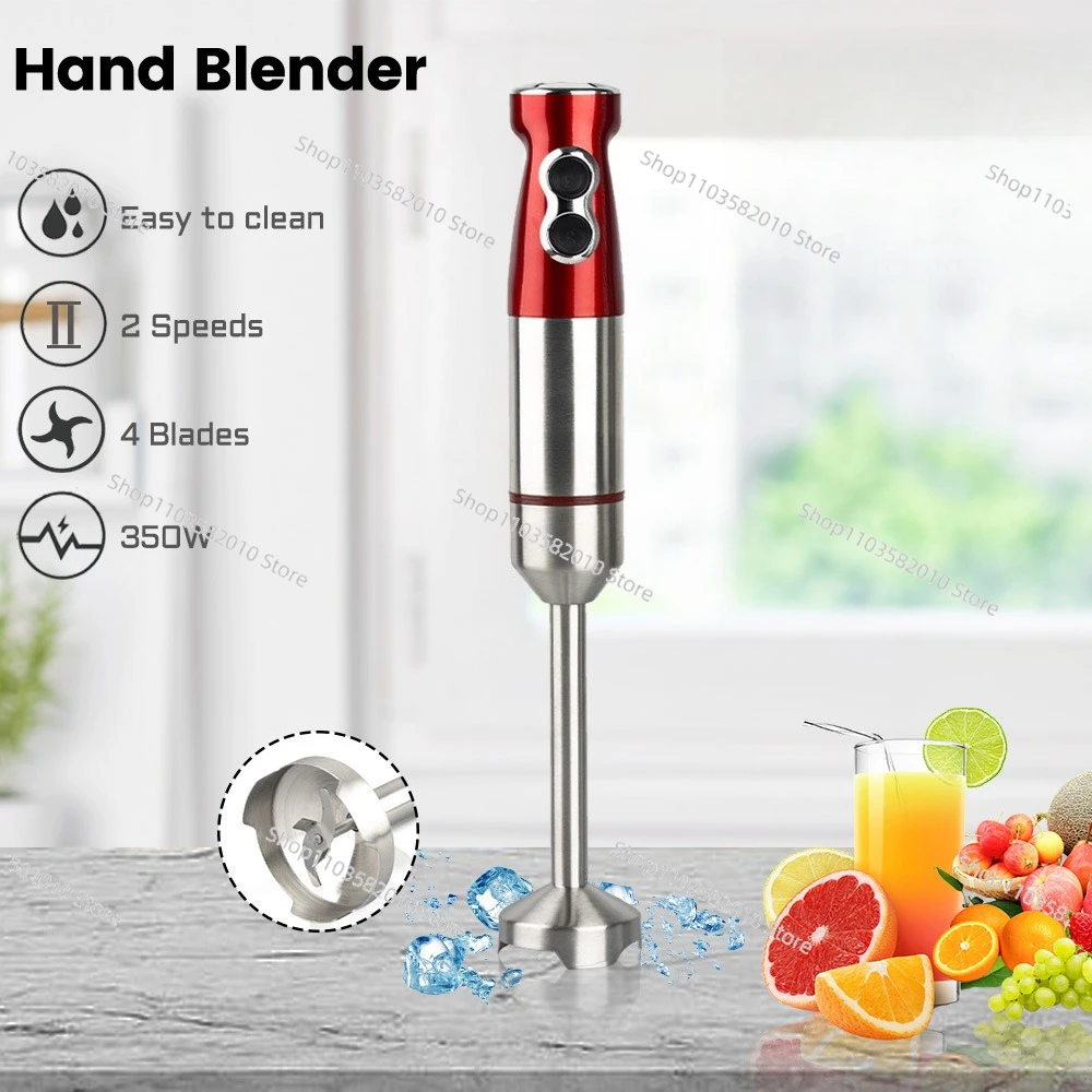Electric hand-held mixer complementary food cooking stick 350W stainless steel 4-blade multi-functional mixing