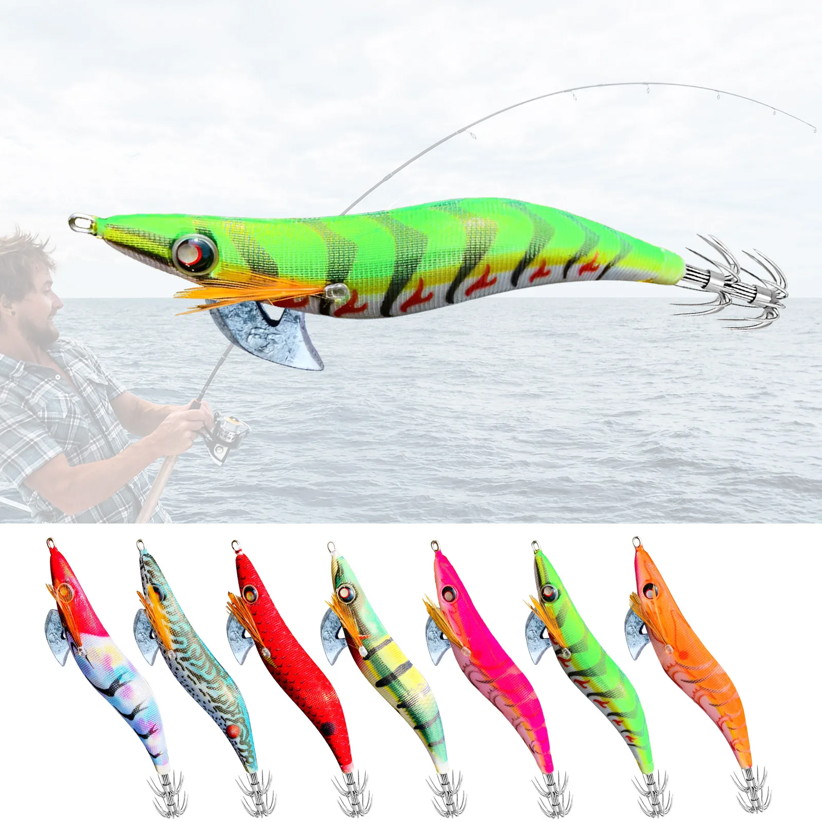 

1Pcs 20G 13.5CM EGI Squid Bait Jig Luminous Artificial Lure Wood Shrimp Bait for Cuttlefish Octopus Rock & Boat Fishing Lures