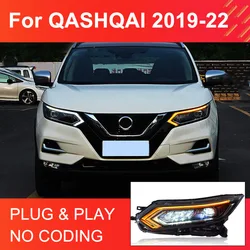 1 Pair Full LED Headlight Assembly for Qashqai 2019-2022 Headlights Plug and Play with LED DRL Dynamic Turning Front Headlights