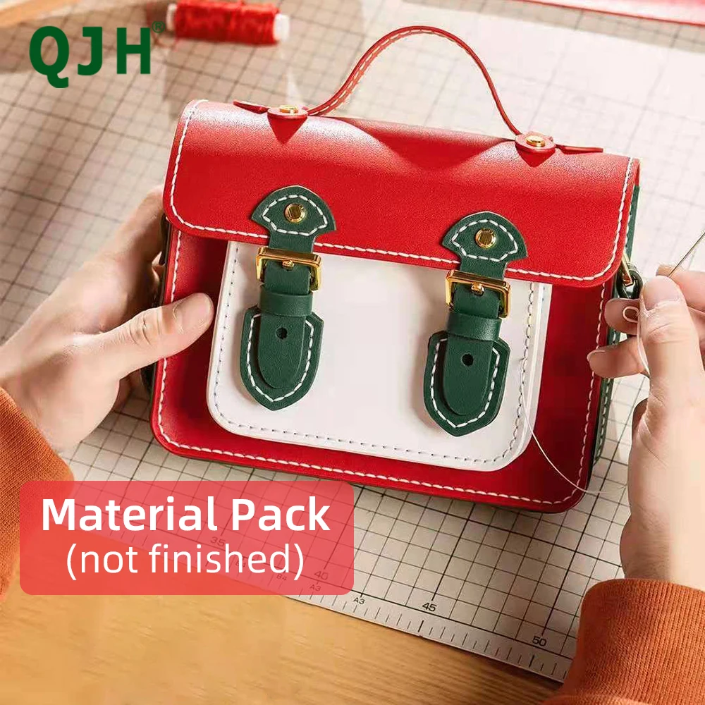 QJH Kreatives DIY-Set zum Nähen, PU-Leder, Handtaschen für Erwachsene, Nähset, Projekt, modische Geschenkidee für Frauen + Mädchen