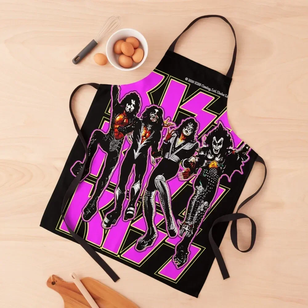 

Classic Rock Vintage Kiss Destroyer Purple Apron Kitchen Things For Home Chef Uniform For Men Apron