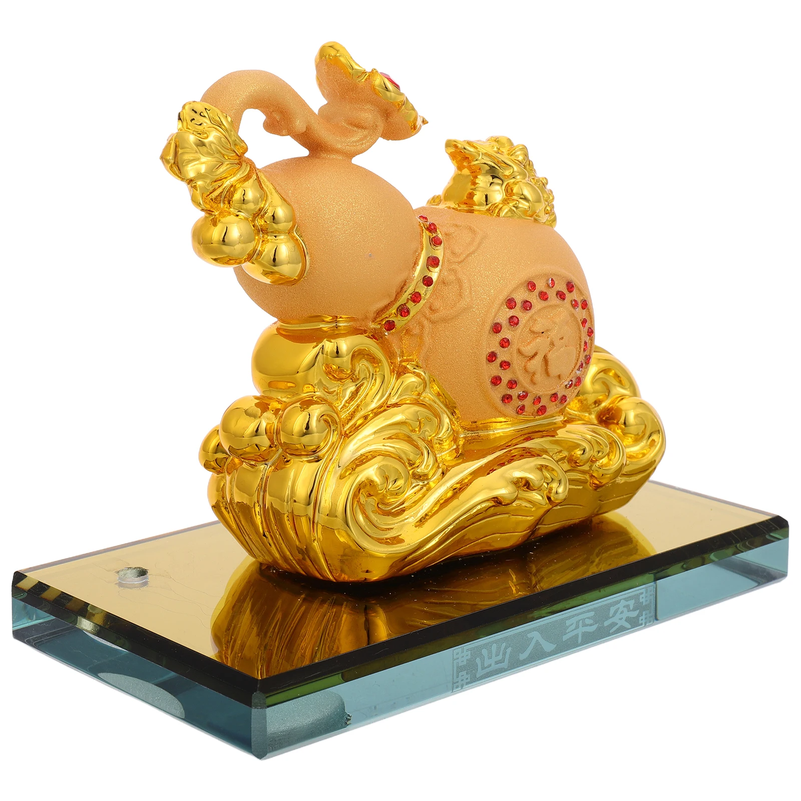 

Golden Gourd Decorative Retro Car Home Office Desk Vintage Resin Ornament Safety Charm Lucky Bottle Tabletop Decoration