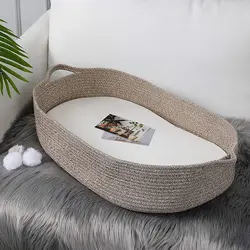Baby Moses Changing Basket with Removeable Baby Changing Pad/Mattress Cover Baby Gift Cotton Rope Diaper Basket