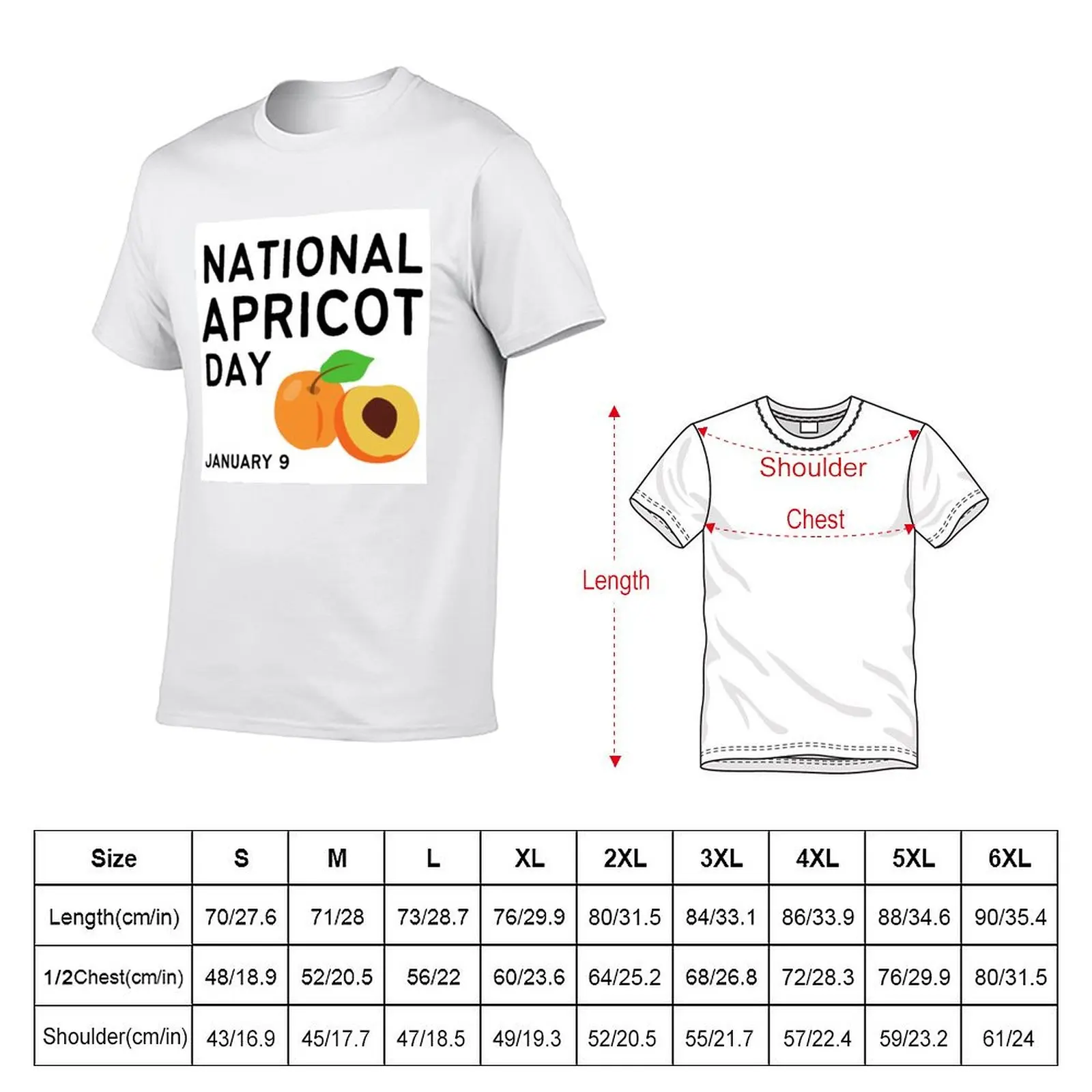 National Apricot Day, January 9, Apricot Day T-shirt plus size tops vintage t shirt for men