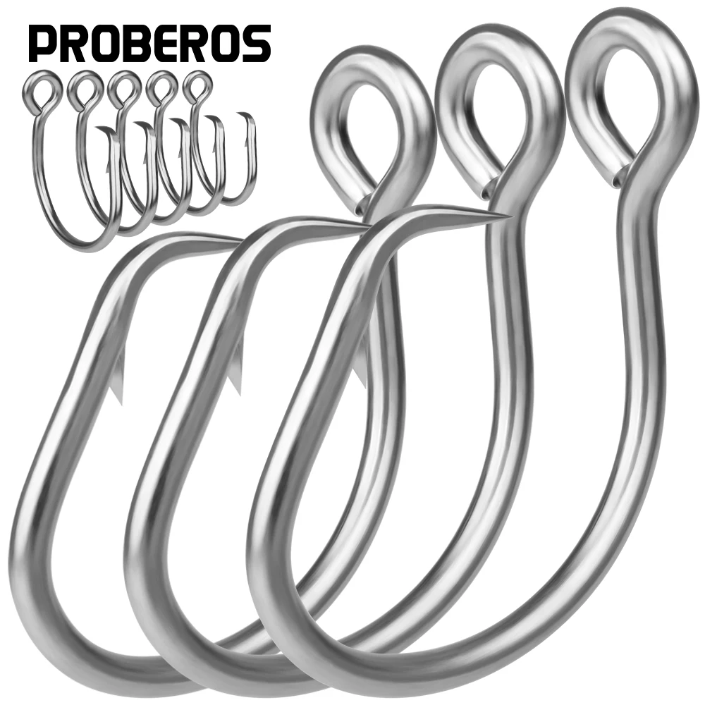 

PROBEROS 5 pcs Stainless steel fishing hooks, size 11/0#-16/0#are highly suitable for Marine corrosion resistance and boat fishi