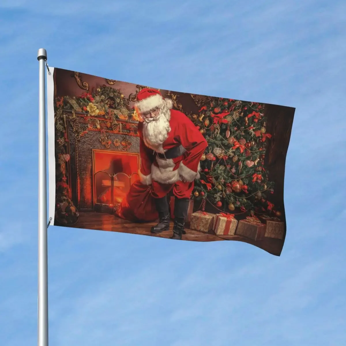 Santa Claus Christmas Tree Flags Fade Proof Indoor  Banner Nordic Merry Christmas New Year All Weather Hanging Decoration 3x5 FT