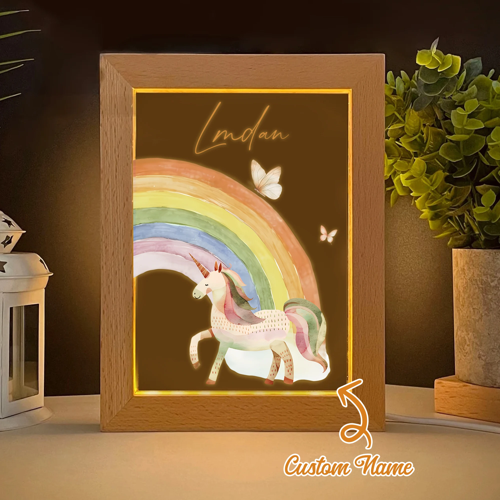 

Customized Unicorn Rainbow Name LED Night View Photo Frame Personalized Gift Family Living Room Bedroom Dining Room Home