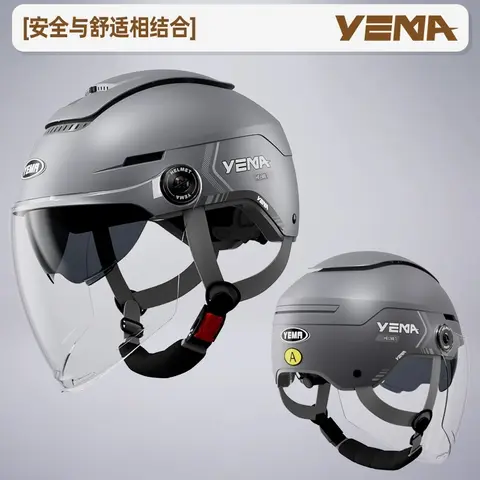 YEMA 오토바이 헬멧 남자 여자 여름 통기성 오토바이 오픈 페이스 헬멧 듀얼 렌즈 제트 스쿠터 하프 헬멧