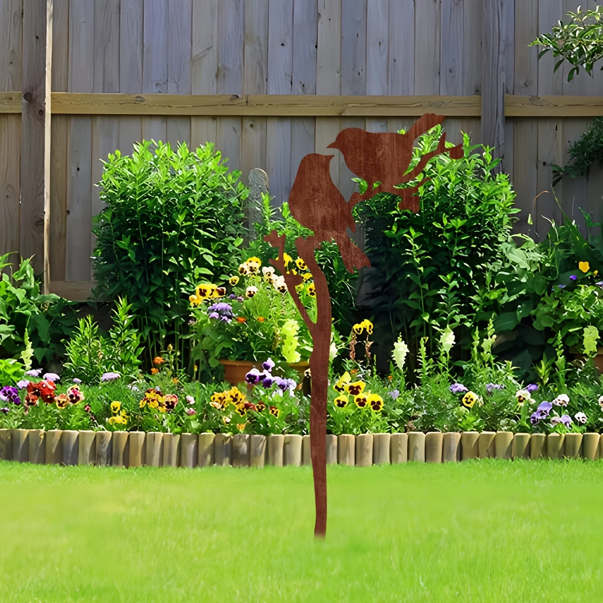 1 Rusty Bird Metal Garden Sign - Rust-Resistant Outdoor Decoration, 30.0cm Natural-Style Lawn Art Pieces, Exquisite Bird Design, Suitable for Gardens, Patios, and Courtyards, Outdoor Garden Decoration