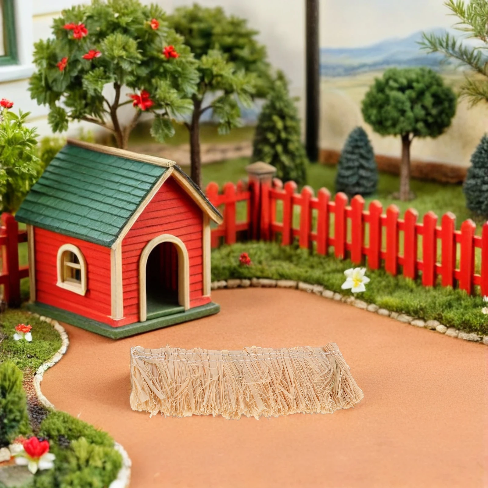 9Pcs Artificial Thatch Roof Roll Simulation Grass Roof Material for Miniature House DIY Landscape Diorama and Dollhouse
