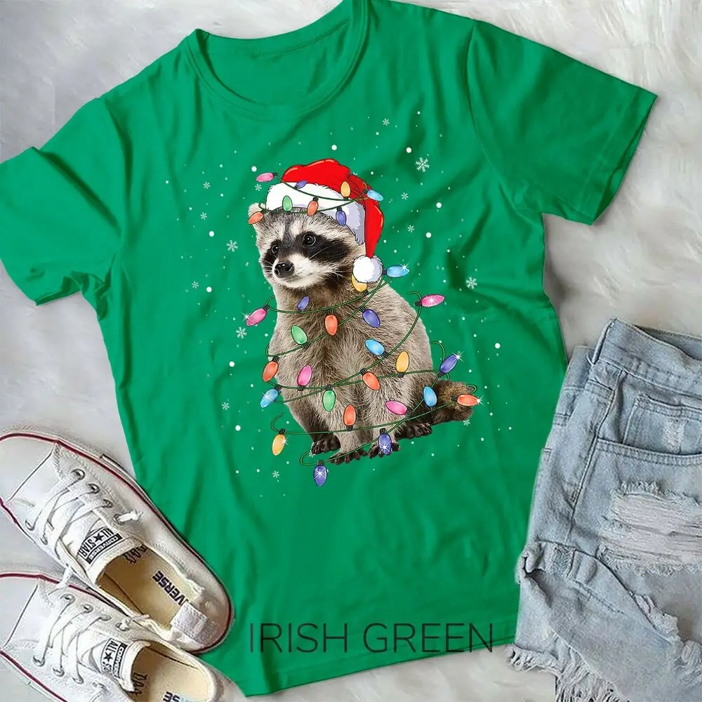 Raccoon Christmas Tree Lights Pajama Racoon Lover Xmas Unisex & Youth T-shirt