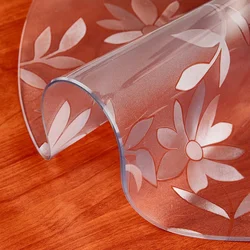 PVC Round Transparent Table Cloth, Waterproof， Oilprpoof , Soft Glass Tablecloth, Dining Table Protector. 1.0mm  (05