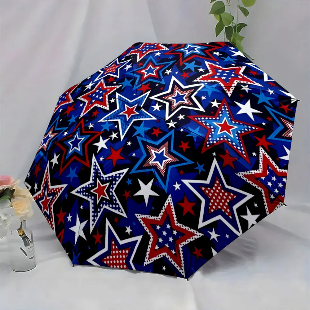 1PC Starry Night Umbrella with Vibrant Patterns Print 8 Iron Ribs Folding Umbrella Auto-Open Fashion Sunshade