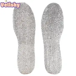 1 Pair Of Aluminum Foil Lamb Wool Insoles For Winter Warm Moisture-Proof Soft Sweat-Absorbing Breathable Plus Velvet Insoles