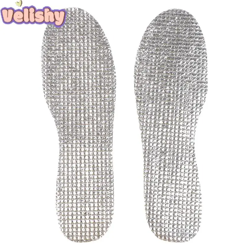 1 Pair Of Aluminum Foil Lamb Wool Insoles For Winter Warm Moisture-Proof Soft Sweat-Absorbing Breathable Plus Velvet Insoles