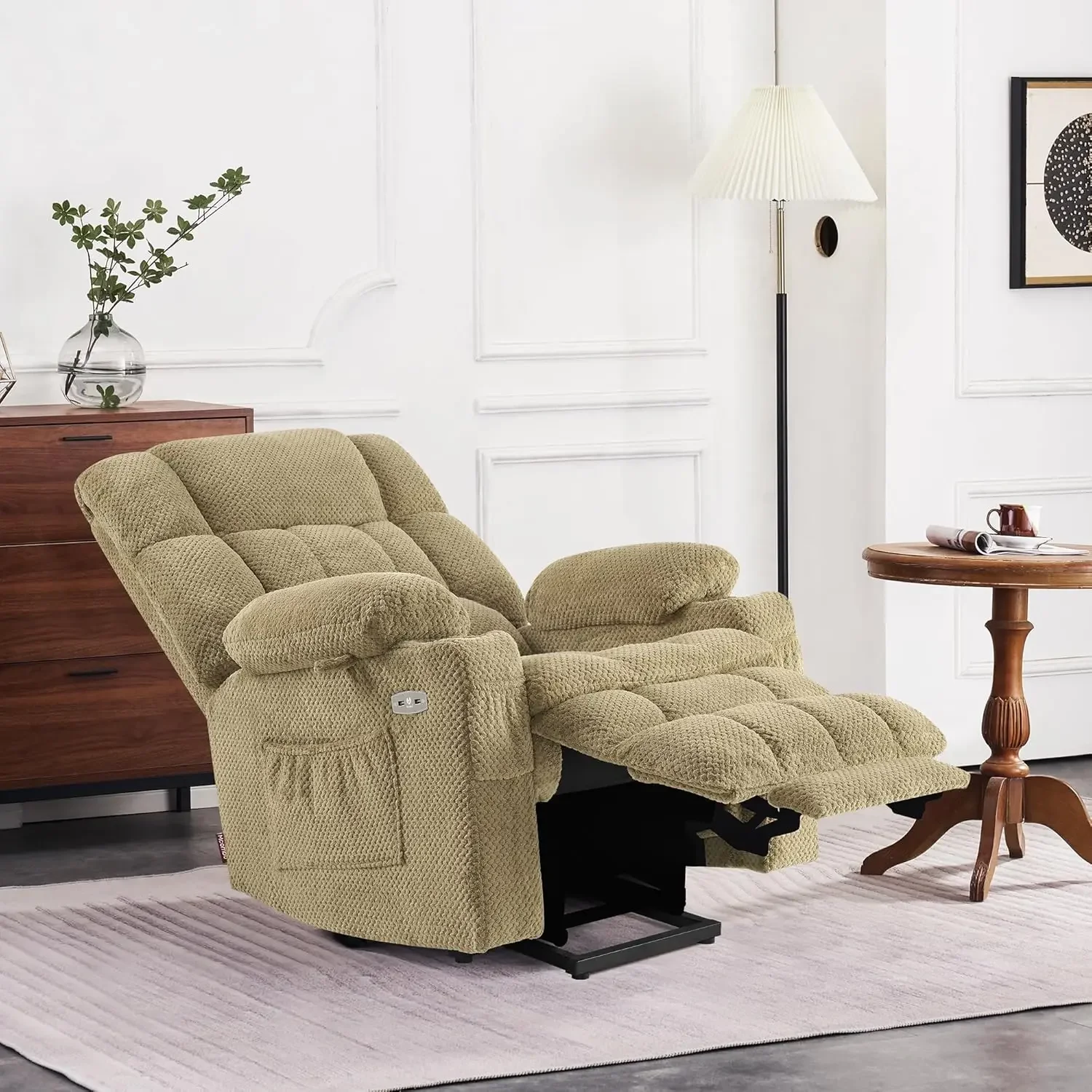 Dual Motor Power Lift Recliner Chair with Massage and Heat for Elderly People, Infinite Position, USB Ports, Cup Holders