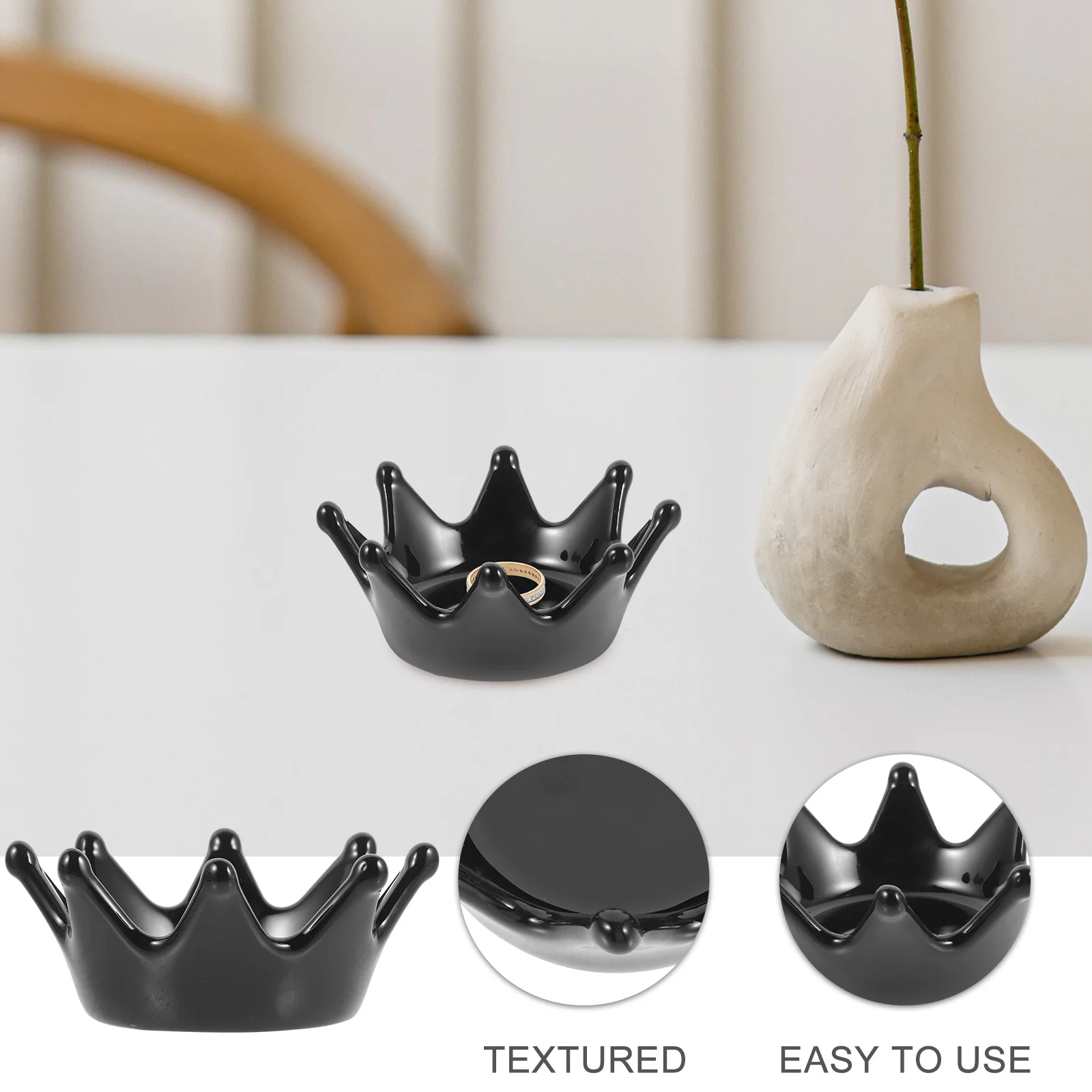 

Crown Shaped Bowl Jewelry Dish Trinket Tray Trays with Plate Catchall Mini Holder