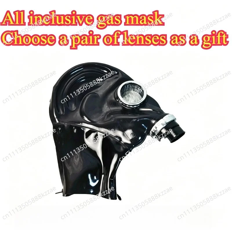 Customized Latex Gas Mask, All-inclusive Zipper Cosplay Accessories, Free Lenses, Neck Gas Mask