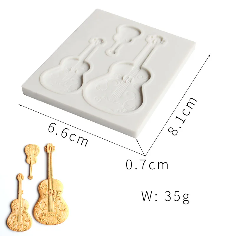 3D Musical Note Silicone Cake Mold Ice Cubes Candy Jelly Ice Tray Mold Guitar Fondant Chocolate Baking Cake Clay Gumpaste Molds